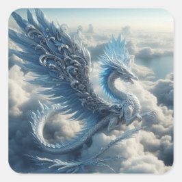 Een draak omringd door wolken vierkante sticker