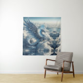 Een draak omringd door wolken wandkleed (In situ)
