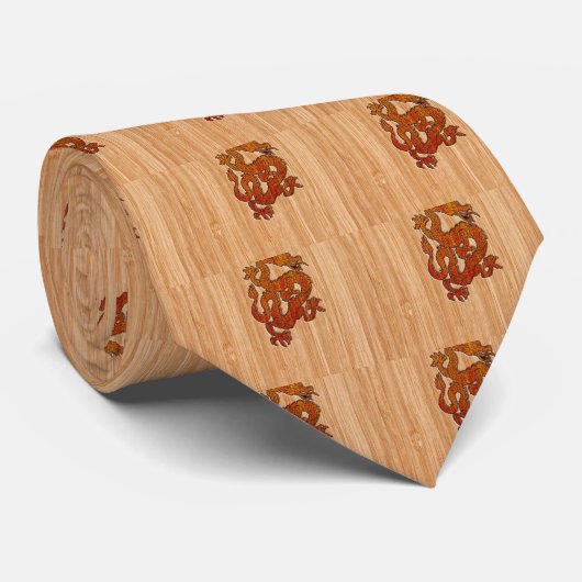 Een draak op Bamboo Stropdas (Opgerold)