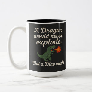 Een Draak Zou Nooit Ontploffen Maar Een Dino Missc Tweekleurige Koffiemok