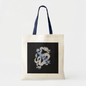 Een dragoexpressie op Black Snake Skin Print Tote Bag (Voorkant)