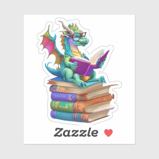 Een Dragon Reading Sticker (Vel)
