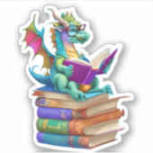 Een Dragon Reading Sticker (Voorkant)