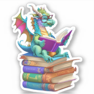 Een Dragon Reading Sticker