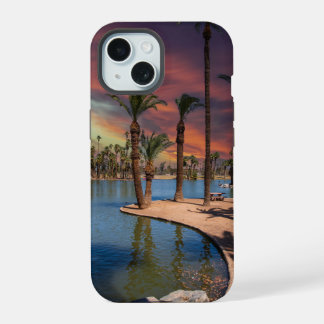 een dramatische zonsondergang bij Encanto Park iPhone 15 Case