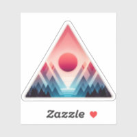 Een driehoekige Sticker met een Mountain Scene