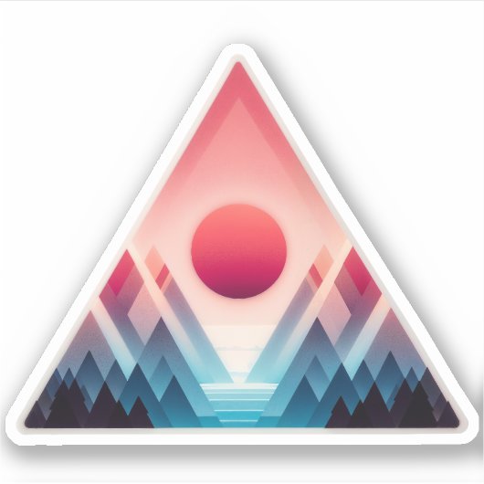 Een driehoekige Sticker met een Mountain Scene (Voorkant)