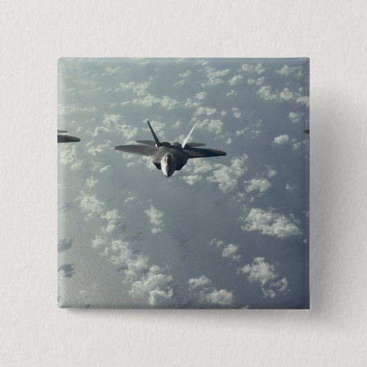 Een driepuntsformatie van F-22 Raptors Vierkante Button 5,1 Cm (Voorkant)