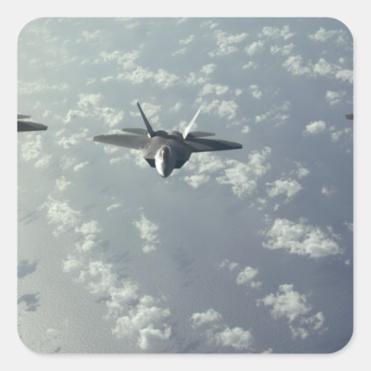 Een driepuntsformatie van F-22 Raptors Vierkante Sticker (Voorkant)