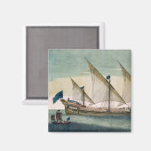 Een drieslepige Galleass die onderweg is met zeile Magneet (Voorkant / Achterkant)