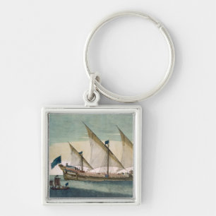 Een drieslepige Galleass die onderweg is met zeile Sleutelhanger