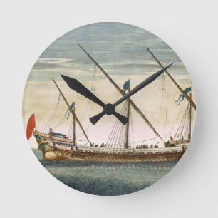 Een drieslepige Galleass die onderweg is van 'Le Ronde Klok