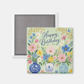 Een drietal verjaardagsbloemen magneet (Voorkant / Achterkant)