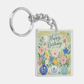 Een drietal verjaardagsbloemen sleutelhanger (Voorkant Links)
