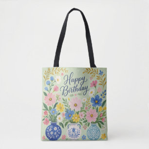 Een drietal verjaardagsbloemen tote bag