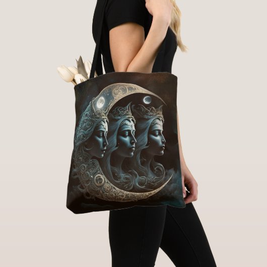 Een drievoudige godin Moon-ontkoppeling Tote Bag (Dichtbij)