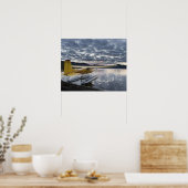 Een drijfvliegtuig in het schilderachtig meer van  poster (Keuken)