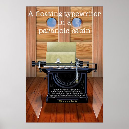 Een drijvende typemachine in een paranoïde cabine poster (Voorkant)