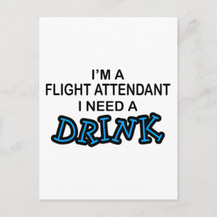 Een Drink nodig - Flight Attendant Briefkaart