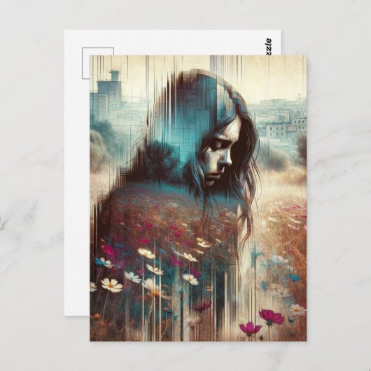 Een droevige vrouw briefkaart (Voorkant / Achterkant)