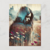 Een droevige vrouw briefkaart (Voorkant)