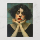 Een droevige vrouw briefkaart (Voorkant)