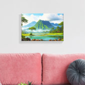 Een dromerig landschap: een vreedzaam Uitzicht van Canvas Afdruk (Insitu (Woonkamer))