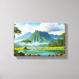 Een dromerig landschap: een vreedzaam Uitzicht van Canvas Afdruk