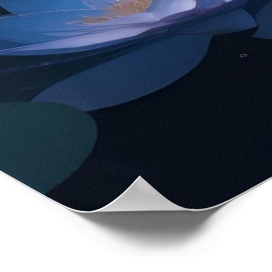 Een dromerige maanverlichte vijver in een dicht bo poster (Hoek)