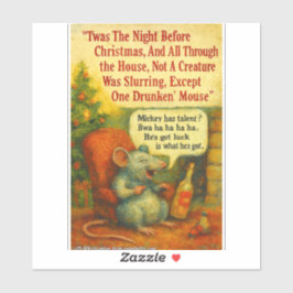 Één Dronken Muis – Kerstkaart Chaos Sticker