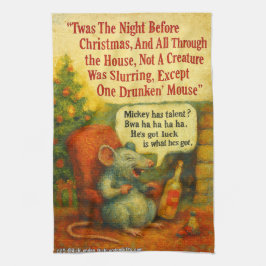 Één dronken muis – Kerstkaart Chaos Theedoek