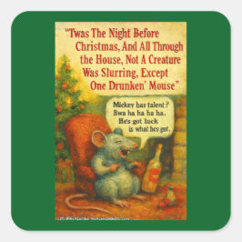 Één Dronken Muis – Kerstkaart Chaos Vierkante Sticker