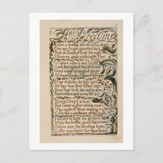 Een droom, illustratie uit 'Sangen of Innocence' e Briefkaart (Voorkant)
