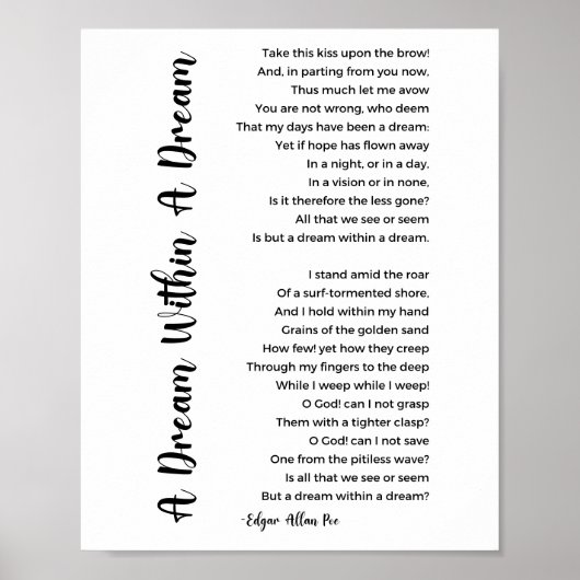 Een droom in een droomgedicht door Edgar Allan Poe Poster (Voorkant)