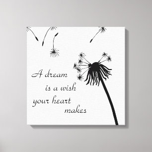 Een droom is een wens die je hart doet dandelion canvas afdruk
