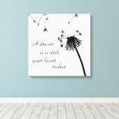 Een droom is een wens die je hart paardenbloem maa canvas afdruk (Insitu (Houten vloer))