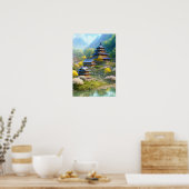 Een droom van Natuur Lover, een stad op het platte Poster (Keuken)