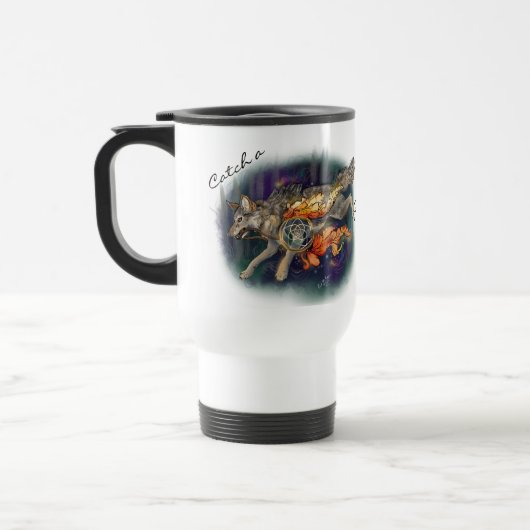 Een droom vangen, Dreamweaver Wolf~Travel Mug Reisbeker (Links)