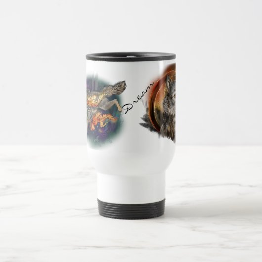 Een droom vangen, Dreamweaver Wolf~Travel Mug Reisbeker (Center)
