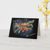 Een droom vangen, Wolf Dreamweaver~ Wenskaarten Kaart (Gele Bloem)