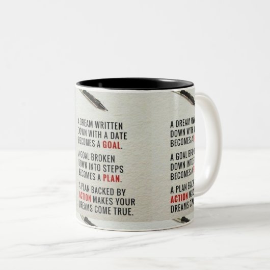 Een droombeeld met een datum wordt een doel tweekleurige koffiemok (Voorkant rechts)