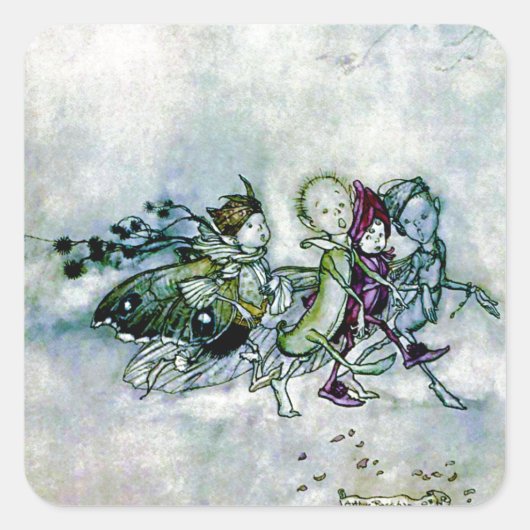 Een droomfeeën van de midzomernacht vierkante sticker (Voorkant)