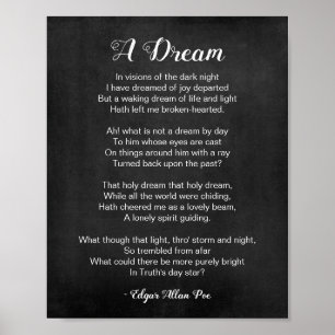 Een droomgedicht van Edgar Allan Poe Black en Whit Poster