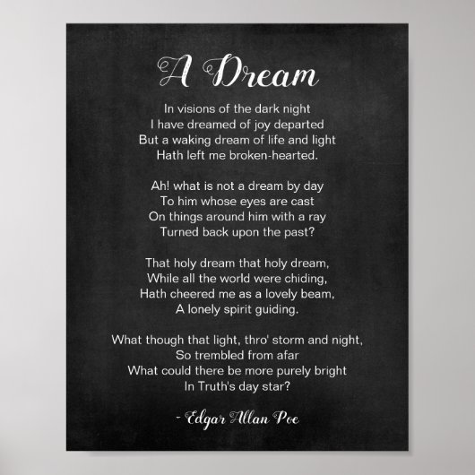 Een droomgedicht van Edgar Allan Poe Black en Whit Poster (Voorkant)
