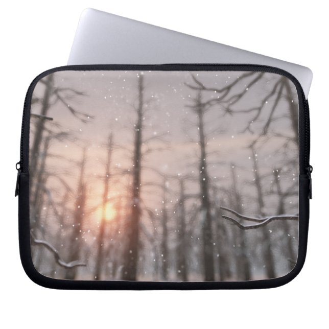 Een droomlaptophoes van de Winternacht Laptop Sleeve (Voorkant)