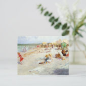 Een druk strand in de zomer briefkaart (Staand voorkant)