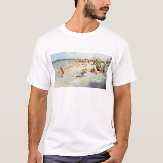 Een druk strand in de zomer t-shirt (Voorkant)