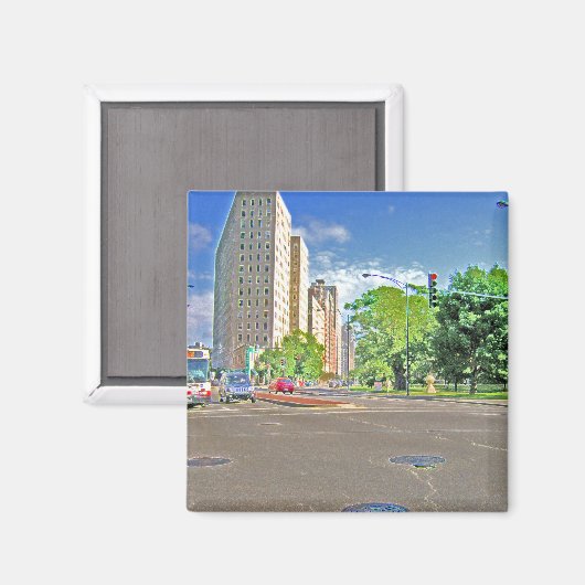 Een drukke Chicago vanmiddag Magneet (Voorkant / Achterkant)