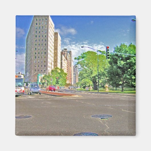 Een drukke Chicago vanmiddag Magneet (Voorkant)