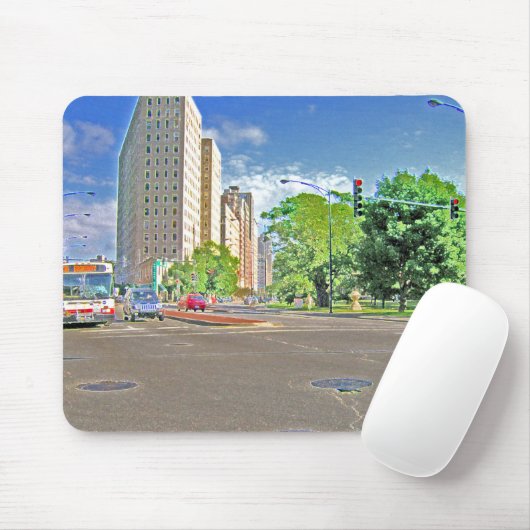 Een drukke Chicago vanmiddag Muismat (Met muis)